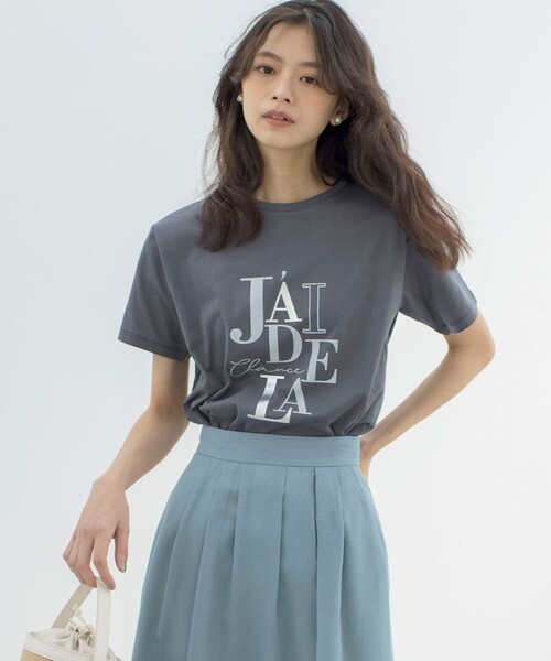 組曲 L(クミキョク オオキイサイズ)の「ロゴ Tシャツ(Tシャツ/カットソー・レディース・アイボリー系/グレー系・5/6/7)」の3枚目の写真