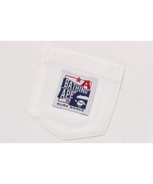A BATHING APE(アベイシングエイプ)の「BUSY WORKS POCKET LS TEE(Tシャツ/カットソー・キッズ・ホワイト/ブラック・90/100/110/130/140/120)」の5枚目の写真