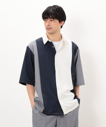 COMME CA ISM | ウールライク 五分袖 ショートポイント コンビシャツ(シャツ/ブラウス)