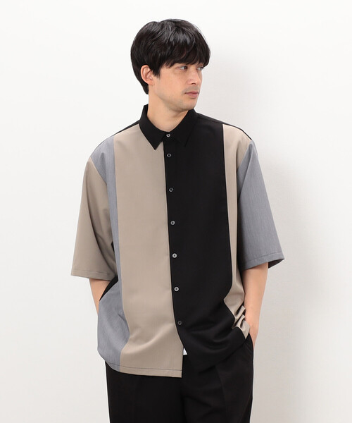 COMME CA ISM（コムサイズム）の「ウールライク 五分袖 ショートポイント コンビシャツ（シャツ/ブラウス・メンズ・ホワイト/ブラック・MEDIUM/SMALL/LARGE）」の2枚目の写真