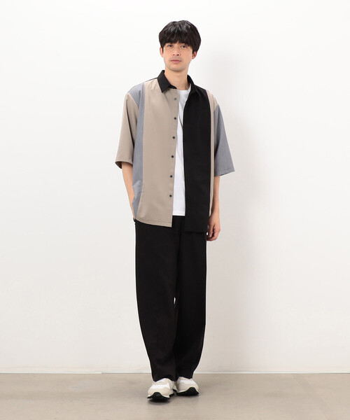 COMME CA ISM（コムサイズム）の「ウールライク 五分袖 ショートポイント コンビシャツ（シャツ/ブラウス・メンズ・ホワイト/ブラック・MEDIUM/SMALL/LARGE）」の5枚目の写真