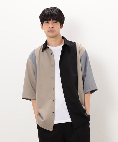 COMME CA ISM（コムサイズム）の「ウールライク 五分袖 ショートポイント コンビシャツ（シャツ/ブラウス・メンズ・ホワイト/ブラック・MEDIUM/SMALL/LARGE）」の6枚目の写真