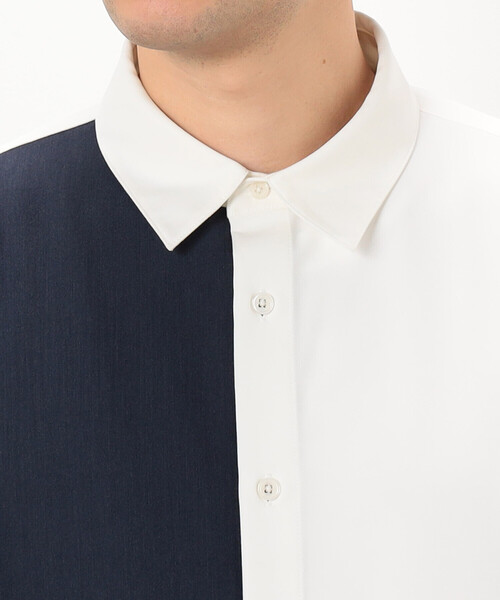 COMME CA ISM（コムサイズム）の「ウールライク 五分袖 ショートポイント コンビシャツ（シャツ/ブラウス・メンズ・ホワイト/ブラック・MEDIUM/SMALL/LARGE）」の10枚目の写真