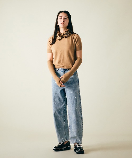 Audie a Muses(オーディアミューズ)の「【人気のため追加】パールスタッズカーブデニム(デニムパンツ・レディース・ネイビー・40/42/38/36)」の12枚目の写真