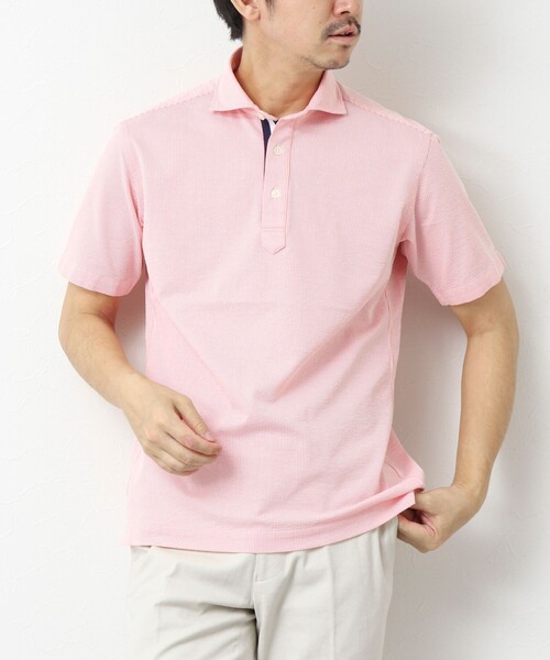 NOLLEY’S(ノーリーズ)の「《ビジカジ対応》サッカーニットテープポロ ビズポロ 25SS(ポロシャツ・メンズ・ネイビー/ブルー系その他/ホワイト/サックスブルー/ピンク系その他/グレー系その他・S/M/L/XL)」の1枚目の写真