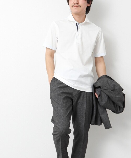 NOLLEY’S(ノーリーズ)の「《ビジカジ対応》サッカーニットテープポロ ビズポロ 25SS(ポロシャツ・メンズ・ネイビー/ブルー系その他/ホワイト/サックスブルー/ピンク系その他/グレー系その他・S/M/L/XL)」の10枚目の写真