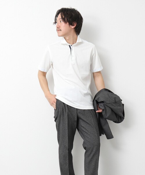 NOLLEY’S(ノーリーズ)の「《ビジカジ対応》サッカーニットテープポロ ビズポロ 25SS(ポロシャツ・メンズ・ネイビー/ブルー系その他/ホワイト/サックスブルー/ピンク系その他/グレー系その他・S/M/L/XL)」の11枚目の写真