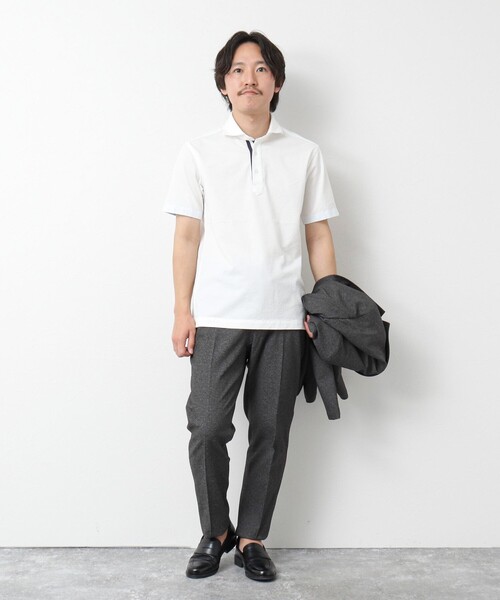 NOLLEY’S(ノーリーズ)の「《ビジカジ対応》サッカーニットテープポロ ビズポロ 25SS(ポロシャツ・メンズ・ネイビー/ブルー系その他/ホワイト/サックスブルー/ピンク系その他/グレー系その他・S/M/L/XL)」の12枚目の写真