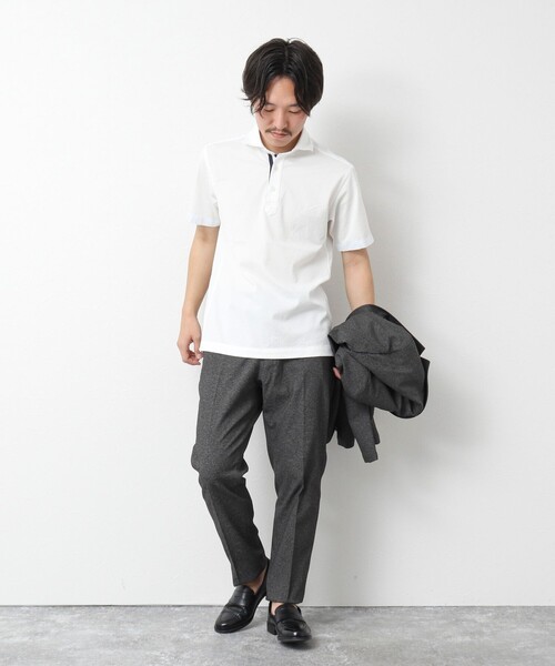 NOLLEY’S(ノーリーズ)の「《ビジカジ対応》サッカーニットテープポロ ビズポロ 25SS(ポロシャツ・メンズ・ネイビー/ブルー系その他/ホワイト/サックスブルー/ピンク系その他/グレー系その他・S/M/L/XL)」の13枚目の写真