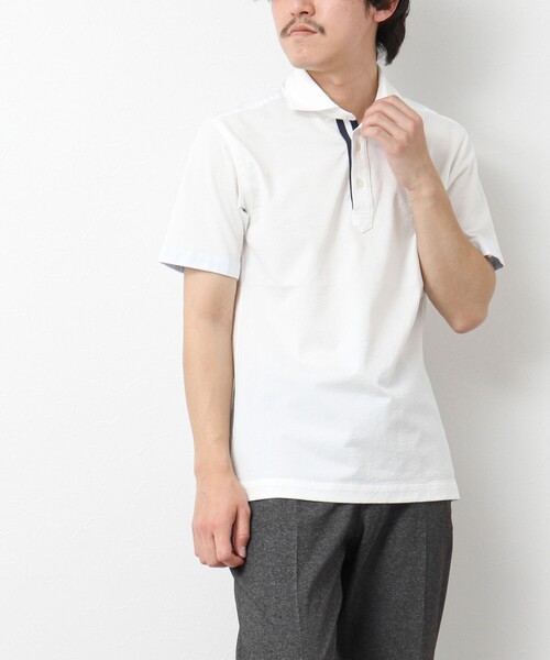 NOLLEY’S(ノーリーズ)の「《ビジカジ対応》サッカーニットテープポロ ビズポロ 25SS(ポロシャツ・メンズ・ネイビー/ブルー系その他/ホワイト/サックスブルー/ピンク系その他/グレー系その他・S/M/L/XL)」の15枚目の写真