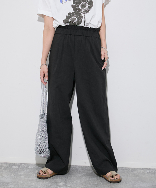 JOURNAL STANDARD(ジャーナルスタンダード)の「《追加2》ウォッシャブルコットンリネンVIS ストレートパンツ(その他パンツ・レディース・ピンク/ライトグレー/ブラック・38/36/40)」の2枚目の写真