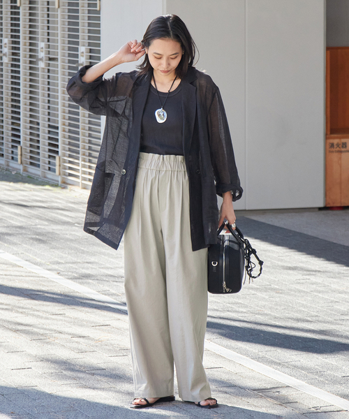 JOURNAL STANDARD(ジャーナルスタンダード)の「《追加2》ウォッシャブルコットンリネンVIS ストレートパンツ(その他パンツ・レディース・ピンク/ライトグレー/ブラック・38/36/40)」の6枚目の写真