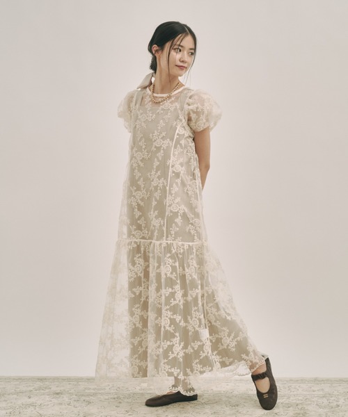 moitytto 花刺繍レイヤーワンピース moi tytto(モイテュット)の「花刺繍レイヤーワンピース|普段