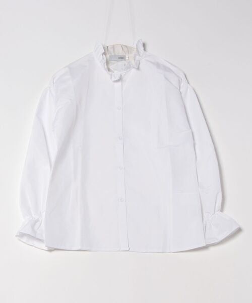 urge：（アージコロン ）の「【URGE：】ノーカラー フリルネック ボリューム袖 長袖 白ブラウス（シャツ/ブラウス・レディース・ホワイト・MEDIUM/SMALL/LARGE）」の5枚目の写真