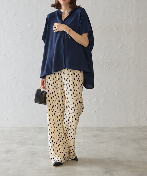 each（イーチ）の「フレンチスリーブとろみブラウス（シャツ/ブラウス・レディース・ホワイト/グリーン/レッド/ネイビー/ブルー・FREE）」の16枚目の写真