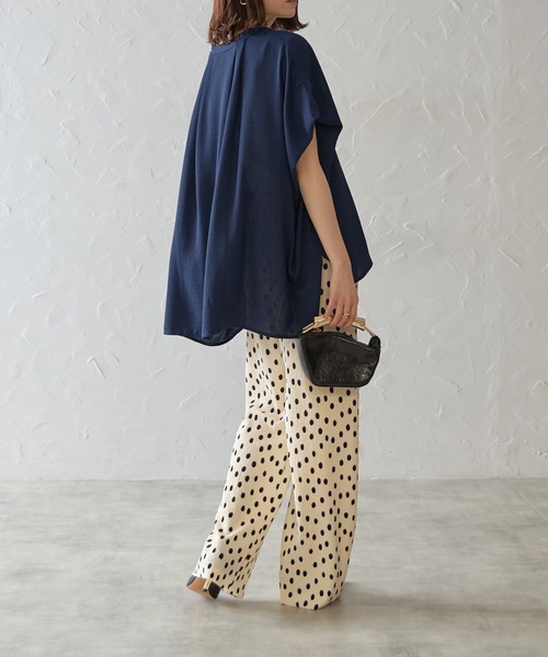 each（イーチ）の「フレンチスリーブとろみブラウス（シャツ/ブラウス・レディース・ホワイト/グリーン/レッド/ネイビー/ブルー・FREE）」の18枚目の写真