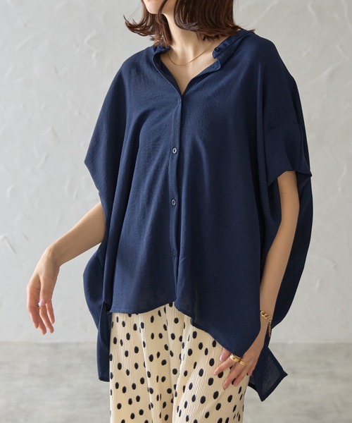 each（イーチ）の「フレンチスリーブとろみブラウス（シャツ/ブラウス・レディース・ホワイト/グリーン/レッド/ネイビー/ブルー・FREE）」の11枚目の写真