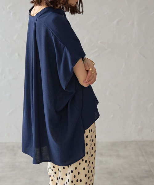 each（イーチ）の「フレンチスリーブとろみブラウス（シャツ/ブラウス・レディース・ホワイト/グリーン/レッド/ネイビー/ブルー・FREE）」の13枚目の写真