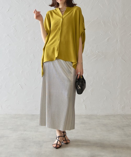 each（イーチ）の「フレンチスリーブとろみブラウス（シャツ/ブラウス・レディース・ホワイト/グリーン/レッド/ネイビー/ブルー・FREE）」の10枚目の写真