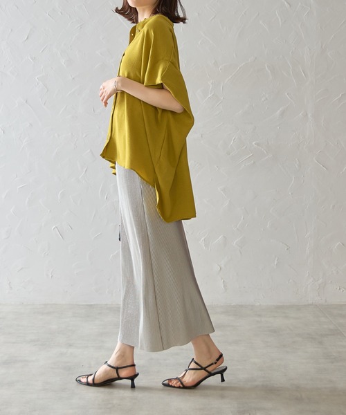 each（イーチ）の「フレンチスリーブとろみブラウス（シャツ/ブラウス・レディース・ホワイト/グリーン/レッド/ネイビー/ブルー・FREE）」の9枚目の写真