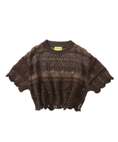 ニット セーター ODAKHA / crazy lace short knit(クレイジーレースショート丈ニット OH25SS-KN11) レディース セール】ODAKHA / crazy lace short knit(クレイジーレース