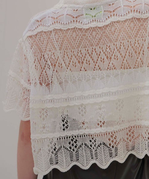 ニット セーター ODAKHA / crazy lace short knit(クレイジーレースショート丈ニット OH25SS-KN11) レディース セール】ODAKHA / crazy lace short knit(クレイジーレース