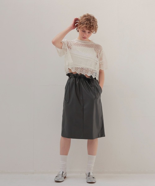 ニット セーター ODAKHA / crazy lace short knit(クレイジーレースショート丈ニット OH25SS-KN11) レディース セール】ODAKHA / crazy lace short knit(クレイジーレース