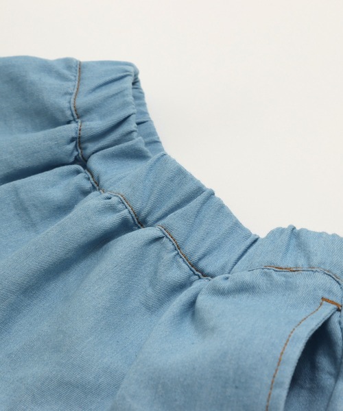 chil2(チルツー)の「ダンガリーティアードロングスカート(デニムスカート・キッズ・サックスブルー/ブルー・110cm/120cm/130cm/140cm/150cm)」の12枚目の写真