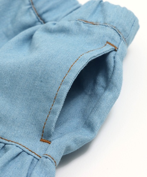 chil2(チルツー)の「ダンガリーティアードロングスカート(デニムスカート・キッズ・サックスブルー/ブルー・110cm/120cm/130cm/140cm/150cm)」の13枚目の写真