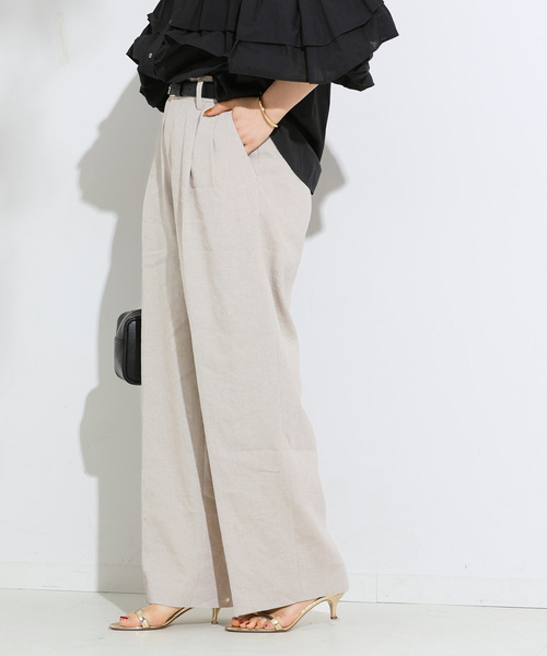 【未使用】journal standard L'essage　リネンパンツ セール】リネン2タックパンツ（スラックス）｜journal standard