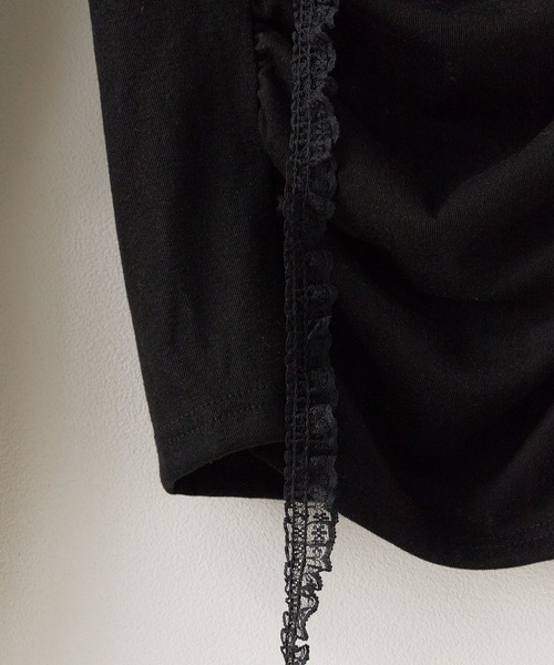 ROOPTOKYO(ループトウキョウ)の「レース付き クロップド丈ロングスリーブTシャツ(Tシャツ/カットソー・レディース・アイボリー/ブラック/ピンク・FREE)」の6枚目の写真