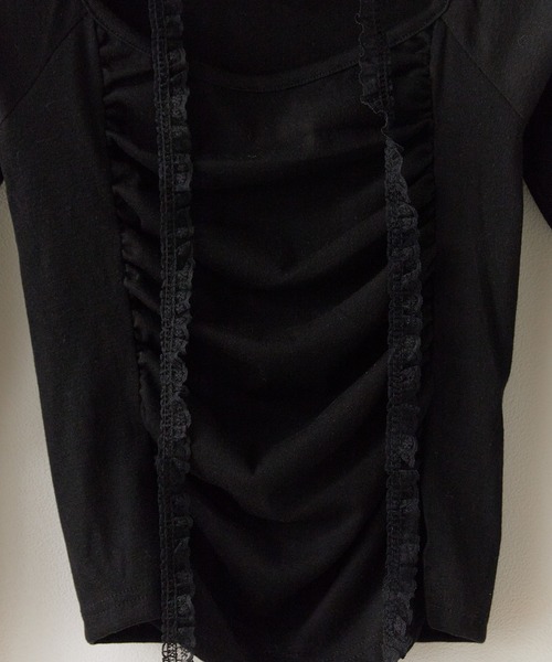 ROOPTOKYO(ループトウキョウ)の「レース付き クロップド丈ロングスリーブTシャツ(Tシャツ/カットソー・レディース・アイボリー/ブラック/ピンク・FREE)」の4枚目の写真