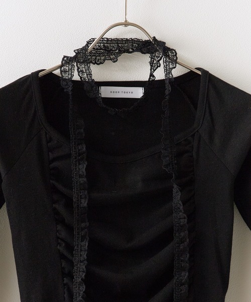 ROOPTOKYO(ループトウキョウ)の「レース付き クロップド丈ロングスリーブTシャツ(Tシャツ/カットソー・レディース・アイボリー/ブラック/ピンク・FREE)」の9枚目の写真