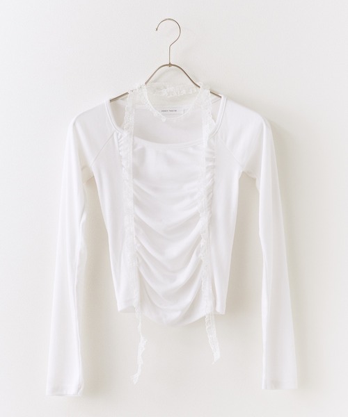 ROOPTOKYO(ループトウキョウ)の「レース付き クロップド丈ロングスリーブTシャツ(Tシャツ/カットソー・レディース・アイボリー/ブラック/ピンク・FREE)」の13枚目の写真