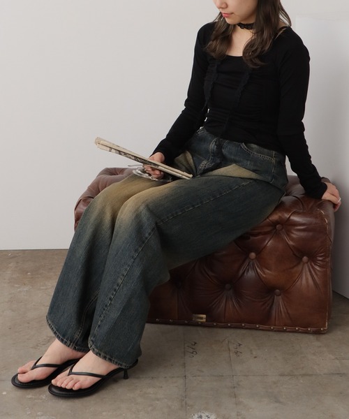 ROOPTOKYO(ループトウキョウ)の「レース付き クロップド丈ロングスリーブTシャツ(Tシャツ/カットソー・レディース・アイボリー/ブラック/ピンク・FREE)」の21枚目の写真