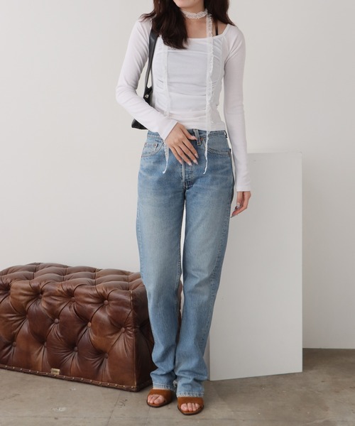 ROOPTOKYO(ループトウキョウ)の「レース付き クロップド丈ロングスリーブTシャツ(Tシャツ/カットソー・レディース・アイボリー/ブラック/ピンク・FREE)」の17枚目の写真