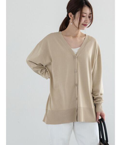 Te chichi(テチチ)の「カシュクールVネックミドルカーディガン(カーディガン/ボレロ・レディース・チャコールグレー/シルバー/ベージュ・F)」の2枚目の写真