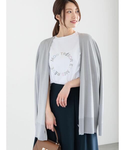 Te chichi(テチチ)の「カシュクールVネックミドルカーディガン(カーディガン/ボレロ・レディース・チャコールグレー/シルバー/ベージュ・F)」の3枚目の写真