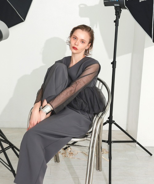 DONOBAN（ドノバン）の「【ANDRESD】peplum tulle set up pants dress［ペプラムチュールセットアップパンツドレス］（ドレス・レディース・ブラック/チャコールグレー/ベージュ・S/M/L）」の12枚目の写真