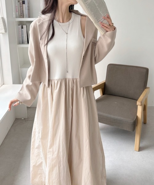 【新品タグ付き】UNITED ARROWS 　異素材ドッキングバルーントップス オトナ OTONA 異素材チェックがカッコ可愛い異素材ドッキング