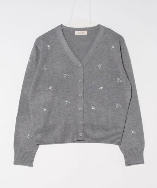aimoha（アイモハ）の「【aimoha】小さな刺繍入りVネックニットカーディガン（カーディガン/ボレロ・レディース・ライトベージュ/ライトグレー/ダークグレー/ネイビー・FREE）」の8枚目の写真