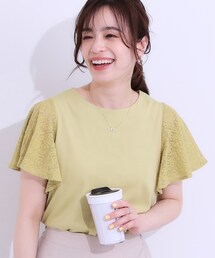 DRESKIP | ◆【S-LL】大人の上品コーデに お袖レース切り替えトップス(Tシャツ/カットソー)