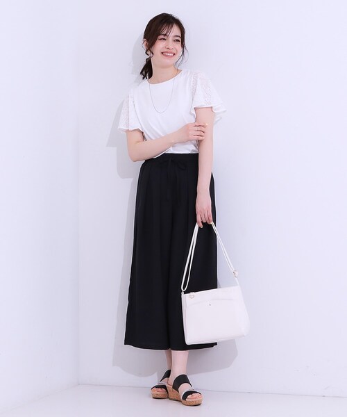 DRESKIP(ドレスキップ)の「【S-LL】大人の上品コーデに お袖レース切り替えトップス(Tシャツ/カットソー・レディース・オフホワイト/ブラック/スモーキーグリーン系・01/02/03/04)」の18枚目の写真
