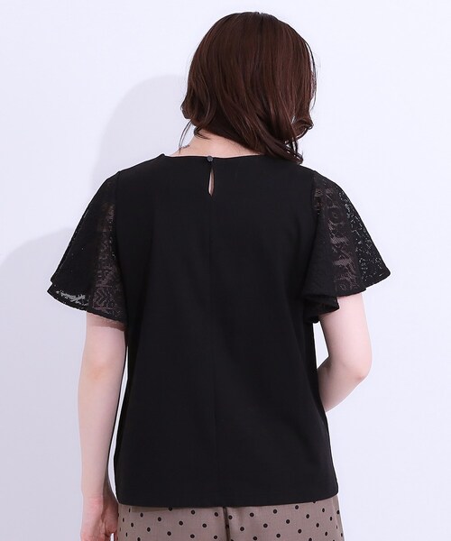 DRESKIP(ドレスキップ)の「【S-LL】大人の上品コーデに お袖レース切り替えトップス(Tシャツ/カットソー・レディース・オフホワイト/ブラック/スモーキーグリーン系・01/02/03/04)」の21枚目の写真