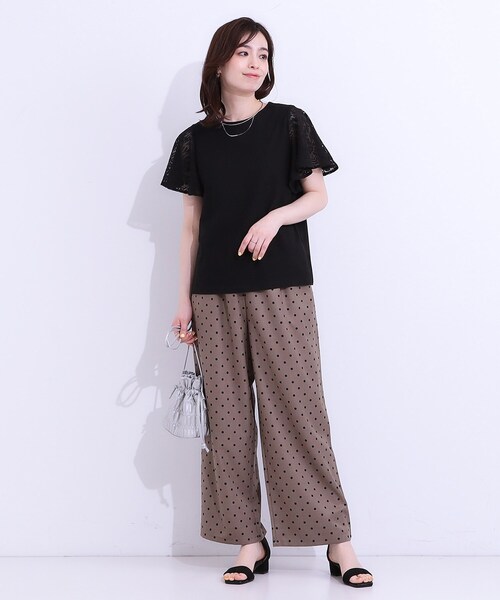 DRESKIP(ドレスキップ)の「【S-LL】大人の上品コーデに お袖レース切り替えトップス(Tシャツ/カットソー・レディース・オフホワイト/ブラック/スモーキーグリーン系・01/02/03/04)」の22枚目の写真