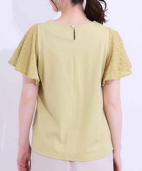 DRESKIP(ドレスキップ)の「【S-LL】大人の上品コーデに お袖レース切り替えトップス(Tシャツ/カットソー・レディース・オフホワイト/ブラック/スモーキーグリーン系・01/02/03/04)」の9枚目の写真