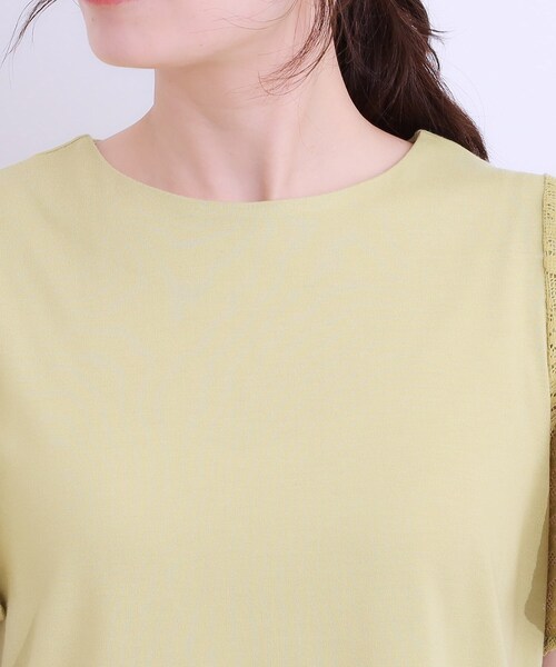 DRESKIP(ドレスキップ)の「【S-LL】大人の上品コーデに お袖レース切り替えトップス(Tシャツ/カットソー・レディース・オフホワイト/ブラック/スモーキーグリーン系・01/02/03/04)」の10枚目の写真