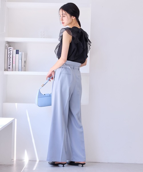 VIS(ビス)の「【店頭人気】主役級!華やぎシアーシャイニーボウタイフリルブラウス【前後2WAY】【洗える】(シャツ/ブラウス・レディース・ベージュ/ピンク/ライトグリーン/ブラック/サックスブルー/キナリ・FREE)」の8枚目の写真