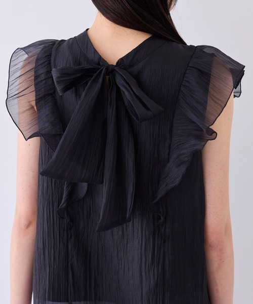 VIS(ビス)の「【店頭人気】主役級!華やぎシアーシャイニーボウタイフリルブラウス【前後2WAY】【洗える】(シャツ/ブラウス・レディース・ベージュ/ピンク/ライトグリーン/ブラック/サックスブルー/キナリ・FREE)」の15枚目の写真