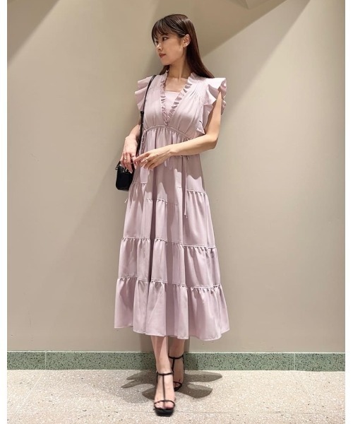 新品♡スナイデル　デザインティアードワンピース　今期　新作 セール】デザインティアードワンピース（ワンピース）｜SNIDEL